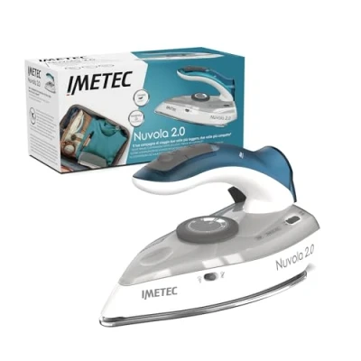 Imagen de Imetec Nuvola 2.0 Plancha de vapor viaje Suela acero inoxidable 1000 vatios Compacta y ligera Mango plegable Maletín Doble voltaje Carrera 80 g