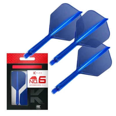 Imagen de Target Darts K Flex Integrated Dart Flight And Shaft, No.6 Azul (Intermedio) Pack de 3 No 6, Plumas para dardos 2 en 1 moldeadas con precisión y varilla Accesorios