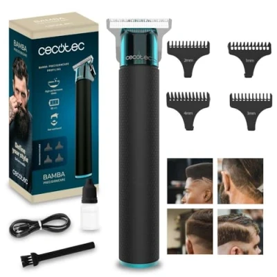 Imagen de Cecotec Cortapelos y Perfiladora Profesional Bamba PrecisionCare Profiling, Cuchilla Afilada de Alto Rendimiento, 4 Peines Guia 1 mm, Cabello Barba, Autonomía 90 min, Diseño Ergonómico, Negro
