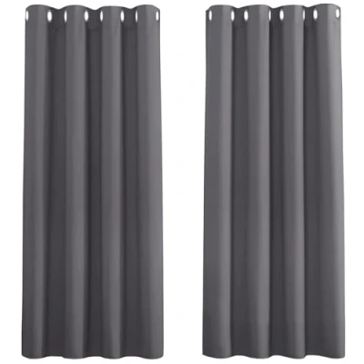 Imagen de PONY DANCE Cortinas Cortas para Ventanas Opacas 2 Piezas Salon Modernas Termicas Aislantes Frio y Calor, 117x137 CM, Gris