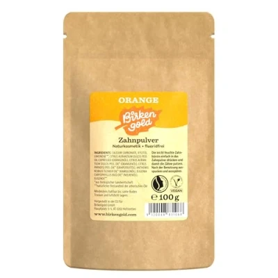 Imagen de Polvo dental, naranja 100 g, cosmético natural certificado, protege el esmalte ingredientes 100% naturales, sin espumantes ni conservantes, vegetarian