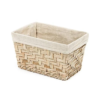 Imagen de Compactor FIESTA Cesta Rectangular con Forro de Algodón Lavable y Marco Metálico, 28,5x18,5x16,5 cm, Color Natural