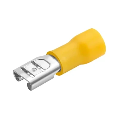 Imagen de Heschen Aislamiento de vinilo desconexión rápida hembra, FDD5.5 250, terminal cable 6.3 x 0.8 mm, para 4 6 mm² (12 10 AWG), amarillo, paquete 100