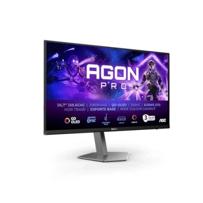 Imagen de AOC Agon Pro AG276QZD2 Monitor OLED QHD de 27 Pulgadas, 240 Hz, 0,03 ms GtG, FreeSync Premium Pro, Comp. G Sync, HDR400 (2560x1440, 2X HDMI 2.1, DisplayPort, Hub USB) Negro