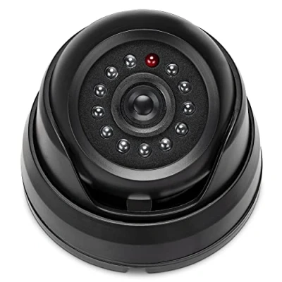 Imagen de kwmobile Cámara de vigilancia Falsa simulada Seguridad con luz LED Parpadeante disuasoria para Exterior e Interior Negra