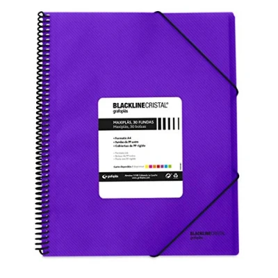 Imagen de Grafoplás 39833235 Carpeta Polipropileno con 30 Fundas; A4; Violeta; Maxiplás Blackline Cristal