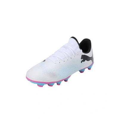 Imagen de PUMA Future 7 Play FG/AG Jr, Soccer Shoe, White Black Poison Pink, 28 EU