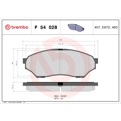 Imagen de BREMBO P 54 028 Juego de pastillas freno excl. contacto avisador desgaste sin accesorios MITSUBISHI: Montero iO
