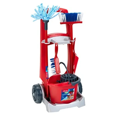 Imagen de Theo Klein 6741 Carro de Limpieza Vileda, con fregona, Cubo, Escoba y Mucho más, Diseño Medidas del Carro: 29 cm x 24 60 cm, Juguete para niños a Partir 3 años