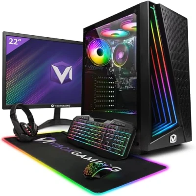 Imagen de Vibox VI 162 PC Gaming Completo Monitor 22&quot; AMD Ryzen 3200GE Procesador 4GHz Radeon Vega 8 Gráficos 16GB RAM 1TB SSD Linux OS WiFi
