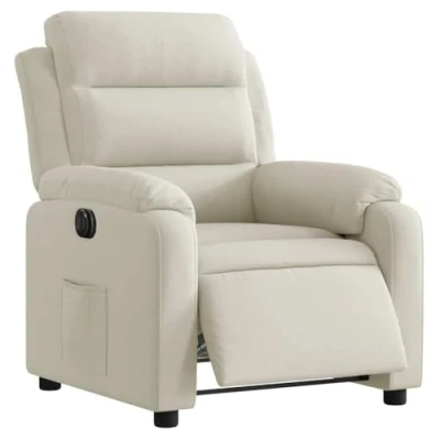 Imagen de vidaXL Sillón Reclinable Eléctrico, Silla con Respaldo Reposabrazos, Orejero Ajustable, Asiento para Personas Mayores, Terciopelo Blanco Crema
