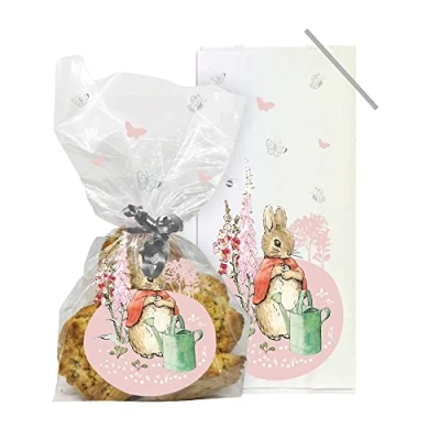Imagen de Anniversary House 20 bolsas de celofán Beatrix Potter Flopsy Bunny, BOPP, 12,5 x 28,5 cm, incluye lazos giratorios, M589