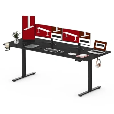 Imagen de SANODESK 200 x 80 cm Escritorio Elevable Eléctrico con Tablero Regulable en Altura Telescópico Bidireccional Control de Memoria y Tecnología Anticolisión (Negro)