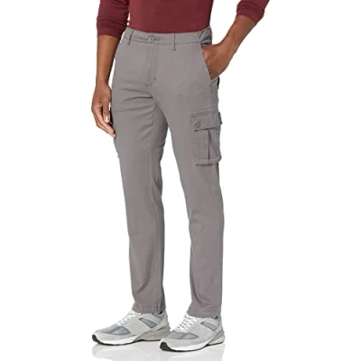 Imagen de Amazon Essentials Pantalón Cargo, elástico y de Corte Ajustado (Disponible en Tallas Grandes Largos Especiales) Hombre, Gris Oscuro, 40W / 29L