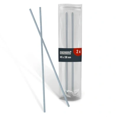 Imagen de HELPMATE varilla roscada M5 x 330 mm de acero inoxidable A2 2 piezas métrica completa Tornillo DIN 976 plata