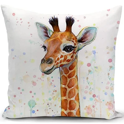 Imagen de KUNQIAN funda de cojín jirafa, regalos para mujeres, almohada decoración del hogar, sala estar, sofá, colorida 18 x pulgadas