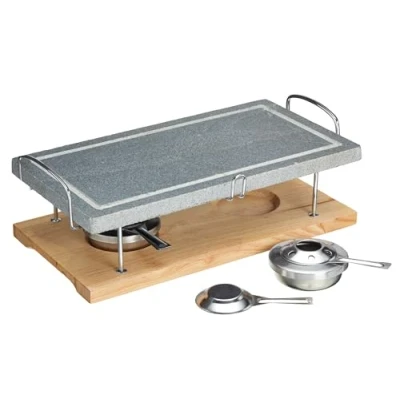 Imagen de Artesà Parrilla de Piedra Caliente, Gourmet Sobremesa, para Carnes, Mariscos y Verduras, 41,5 x 22 15 cm Mármol/Madera