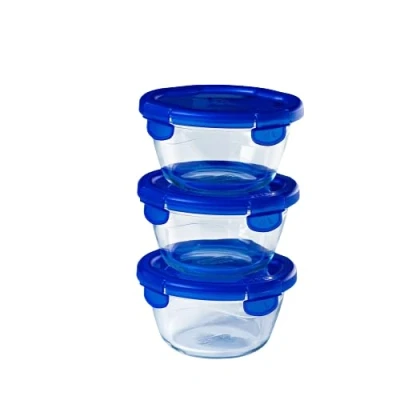 Imagen de Pyrex Cook &amp; Go Juego de 3 Lunchbox con capacidad (3 x 0,7 L, redondo)