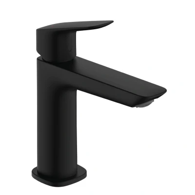 Imagen de hansgrohe Logis Fine grifo lavabo sin desagüe, monomando 110 mm, mezclador ahorro de agua (EcoSmart), negro mate, 71253670