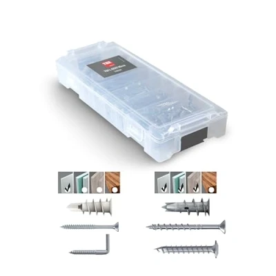 Imagen de TOX L BOXX Micro Indoor en caja de clasificación apilable y encajable, juego tacos con para cartón yeso Spiral Plus + tornillos (de gancho) a juego, 80 unid., 094901805