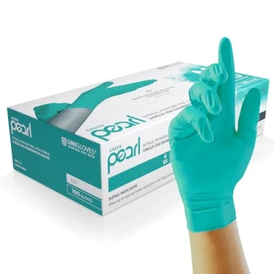 Imagen de Unigloves Pearl GP0041 Guantes de examen (nitrilo), color verde, Extra Large, 100