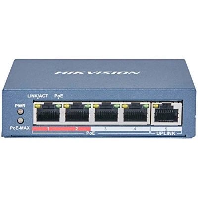 Imagen de Switch HIKVISION 4 PoE 10/100M Unmanaged +1 Porta Uplink da 100M, 802.3af/at 25