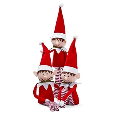 Imagen de THE TWIDDLERS 3 Elfos de Navidad Felpa Ideal para Decoraciones Colgar y Mostrar, hasta 48 CM