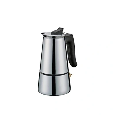 Imagen de Cilio ADRIANA cafetera espresso con base plana, acero inoxidable, apta para todo tipo de cocinas, diámetro 8 cm, altura 15 lavavajillas, moka, 2 tazas, camping