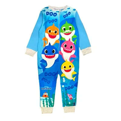 Imagen de Baby Shark Mameluco para niños o niñas, Pijama Todo en uno, Azul, Edad 2 3 Años