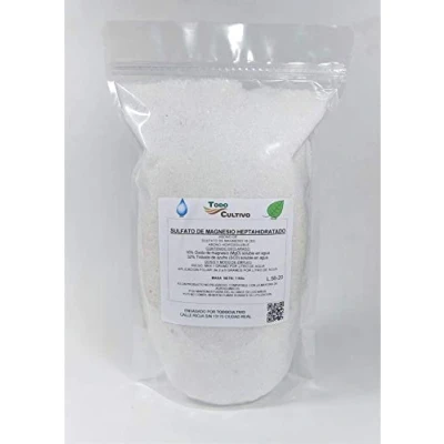 Imagen de Sulfato de Magnesio Puro (MG SO₄·7H₂O). Sal Epsom. 1 Kg. Muy Utilizado en Cultivo Flores como la Rosa, cítricos, frutales, hortalizas, Ornamentales.
