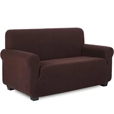 Imagen de TIANSHU Funda Elástica para sofá, Sofa 2 Plaza, Ajustables Fundas Elasticas, Proteger el de Sofá con Reposabrazos Antideslizante Antimanchas Lavable (Chocolate)