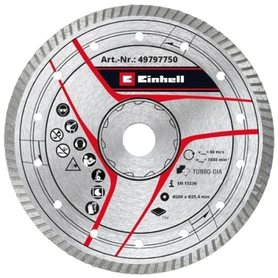 Imagen de Einhell Disco de corte diamante turbo (200 x 25,4 mm, 200 borde 8 máx. 7650 min 1)