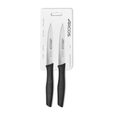 Imagen de Arcos Serie Nova Set de 2 Cuchillos Mondadores Hoja Acero Inoxidable NITRUM 100 mm Mango Polipropileno Color negro