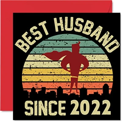 Imagen de Stuff4 Tarjeta de aniversario algodón para marido esposa, mejor desde 2022, regalos con texto en inglés I Love You, tarjetas feliz segundo boda pareja,