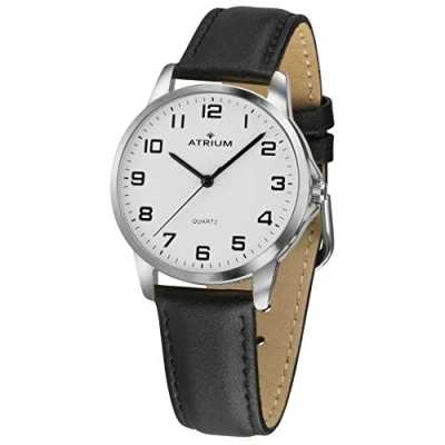Imagen de Atrium Reloj de pulsera para hombre cuarzo 3 bares y Correa piel A36 10, plata,