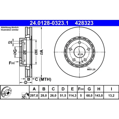 Imagen de ATE 24.0128 0323.1 Disco de freno 297,0 28,0 5 114,3 ventilado revestido MAZDA: CX I, 6 Berlina, Familiar