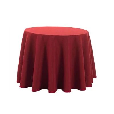 Imagen de Donegal Collections Falda Mesa Camilla Redonda 100 cm Riby Rojo Faldillas con Altura para 75 Tejido Ribete 50% Algodón Poliester, Fabricado 100% en España