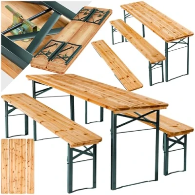 Imagen de TecTake® Conjunto Jardin Exterior, Mesa Picnic Madera con Bancos para Resistente, Exterior Ideal Camping, Plegable Jardin, Muebles de jardín compactos