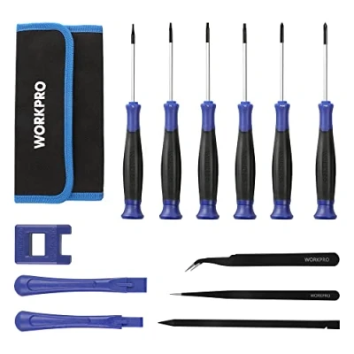 Imagen de WORKPRO Destornilladores de Precisión 12 piezas, Juego Magnéticos con Bolsa, Punta Phillips y Torx, Pinzas Magnetizador para Bricolaje Reparación