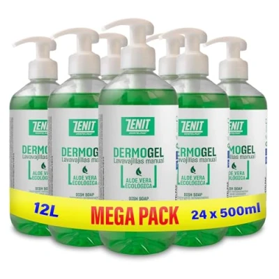 Imagen de Detegrente lavavajillas manual a mano detergente liquido (500 ml (Paquete 24), DermoGel)