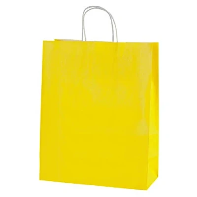 Imagen de Thepaperbagstore 10 Bolsas De Papel Colores, Reciclables Y Reutilizables, con Asas Retorcidas, Amarillo Mediana 250x110x310mm