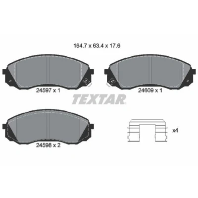 Imagen de TEXTAR 2459701 Juego de pastillas freno con avisador acústico desgaste accesorios KIA: CARNIVAL / GRAND 3, HYUNDAI: H 1 Travel