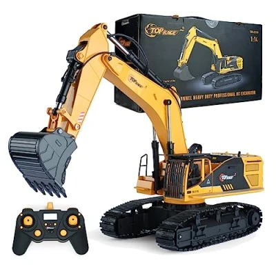 Imagen de Top Race Excavadora de Control Remoto 22 Canales, vehículo construcción RC Tractor, Excava 1,1 Libras por Pulgada cúbica, Utilizar con Nuestro Camión Dump