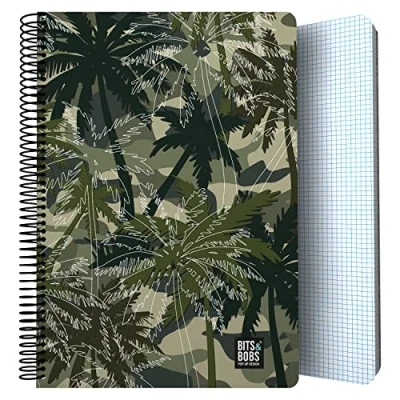 Imagen de Grafoplás Cuaderno Tapa Plastico 80 Hojas Cuadriculadas 4x4 90g Tamaño Folio Espiral Colección Diseño Bits&amp;Bobs Pop Up Design Palms Certificado FSC
