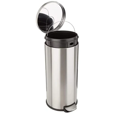 Imagen de Amazon Basics Cubo de basura cierre suave 7.9, 30 l metálico, Redonda