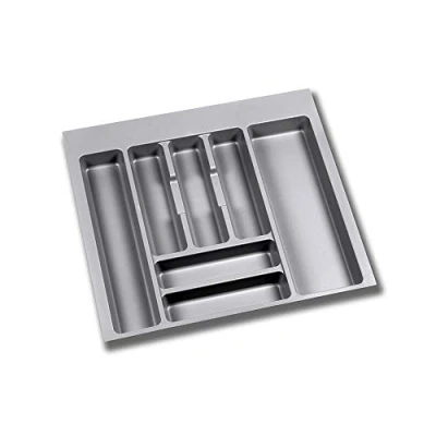 Imagen de Emuca organizador de Cubiertos, cajón cocina, cubertero, 7 compartimientos, módulo 60cm, Plástico, Gris
