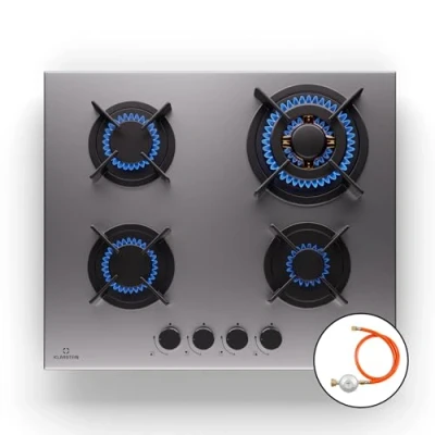 Imagen de Klarstein Cocina Gas Butano 4 Quemadores 8000W, Fogones Portátil Camping para Gas, Placa de Acero Inoxidable, Encimera Cocinar en Exterior