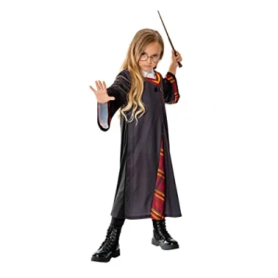 Imagen de Rubies Disfraz Harry Potter para niños y niñas, Túnica Deluxe con detalles impresos, gafas varita. Oficial de halloween, navidad, carnaval cumpleaños (301233 S)