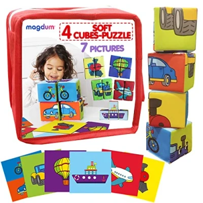 Imagen de magdum Constructor blando de cubos Bebe Transporte 4 Bloques Blandos Juguetes Bebes 6 12 meses Educativo Juego Desarrollo ninos