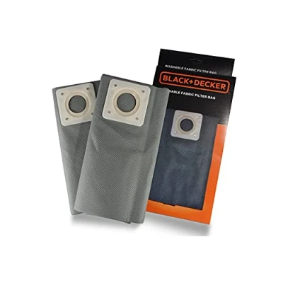 Imagen de Black+Decker Waschbare Stofffilterbeutel Bolsas de Filtro Tela Lavables 30 litros para aspiradores sólidos y líquidos, Gris